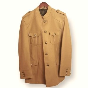 Mens Military Style Wool Jacket Size Large